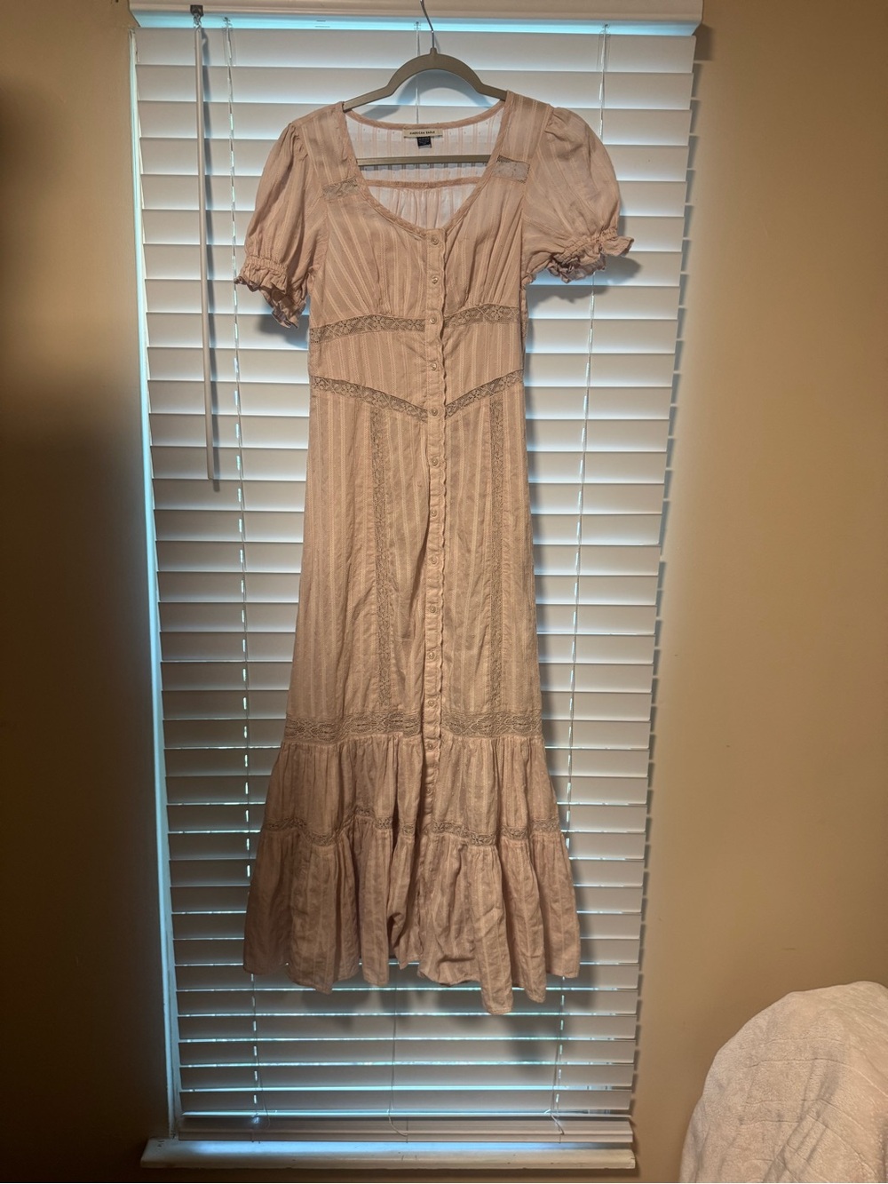 American Eagle Outfitters Blush Button-Front Midi Dress